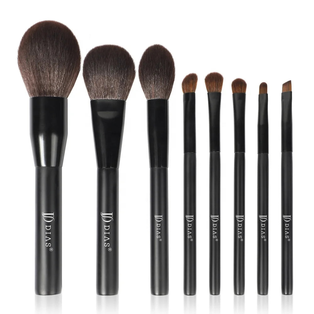 DIAS Factory 8 Pieces Buffer Brush Synthetic Hair Face Blush Black Vegan Wholesale Custom Makeup Brushes