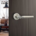 Wholesale Minimalist Bedroom Bathroom Door Lever Handle 304 Stainless Steel Satin&Polish Mixed Finish Escutcheon Decorative