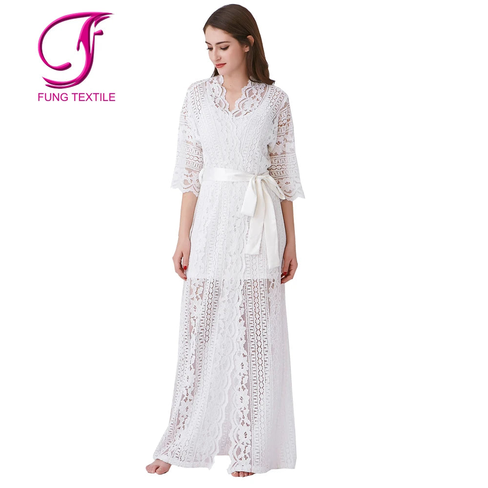 Fung 6023 6027 Custom Spandex +polyester Nightgown Luxury Women Ladies Sleepwear for Leisure Wear