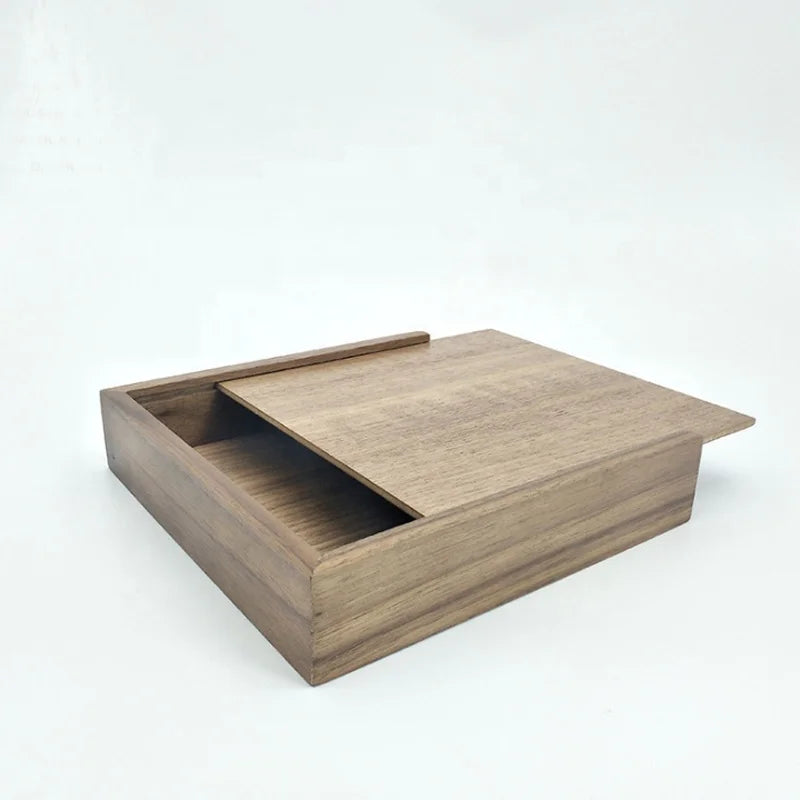 Luxury Walnut Wooden Photo Gift Box with Sliding Lid Modern Rectangle Design Christmas Keepsake Storage or Gift Box MegaBDM
