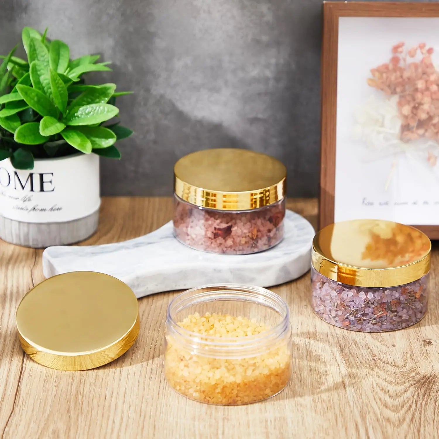 Clear 10oz Round PET Plastic Jars Empty Screw Cap Sealing for Face Cream and Loose Powder Available Plastic Bottles