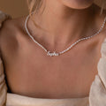 Custom Necklace Jewelry Freshwater Pearl Stainless Steel Letters DIY Names Pendant Beads Chain Necklace for Women Birthday Gift