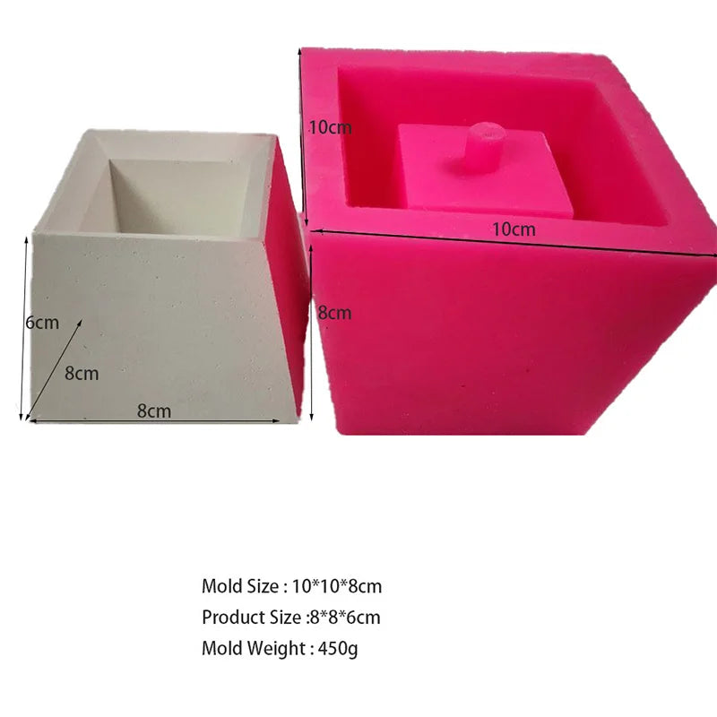 B-3439  DIY Square Square T-shape concrete flowerpot fleshy flowerpot silica gel  3D flowerpot silica gel mold creative geometry