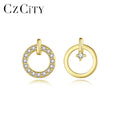 CZCITY Trendy Jewelry Gold Women's Earing Fashion Vintage for Woman Stud Silver Circle Hoop Earring