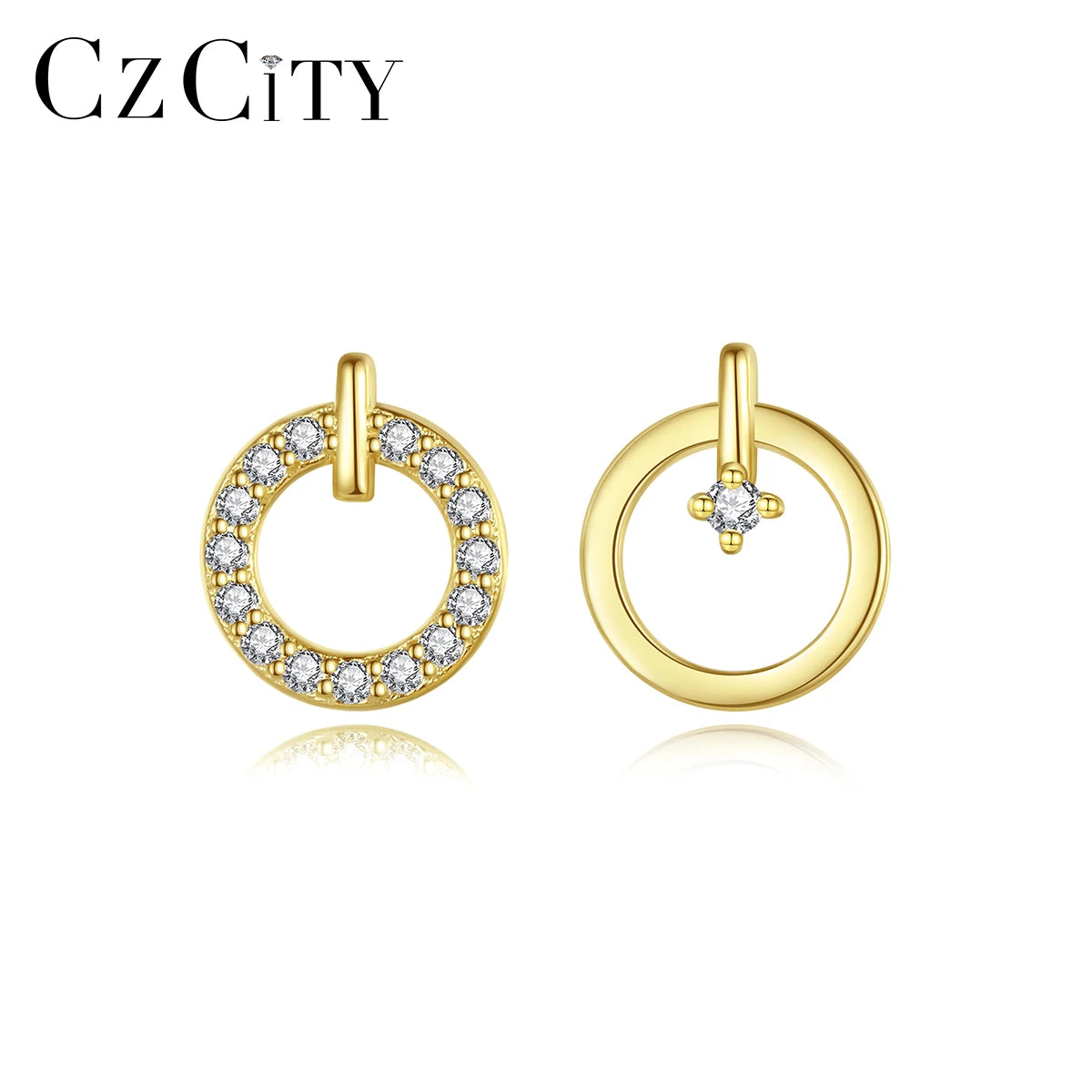 CZCITY Trendy Jewelry Gold Women's Earing Fashion Vintage for Woman Stud Silver Circle Hoop Earring