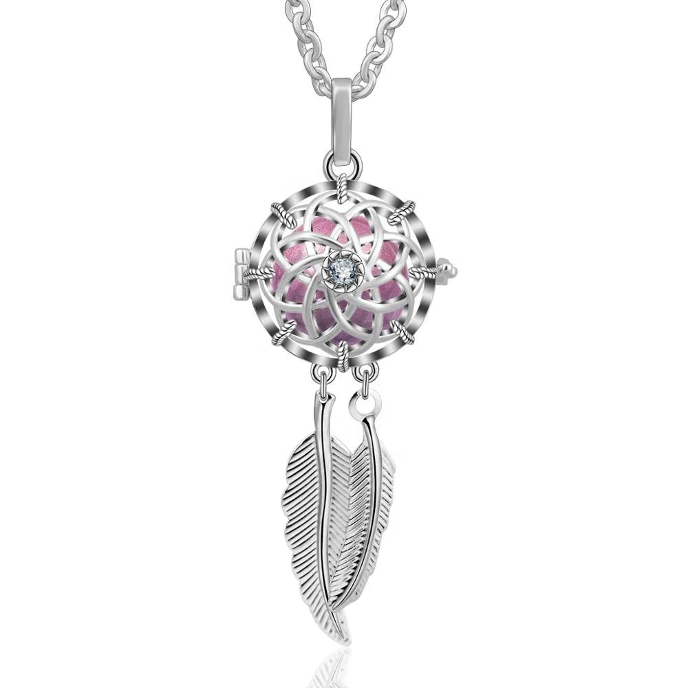 New Wholesale Special Silver Round Cage Pendant Fashion Jewelry CZ Locket Pendant With Leafs