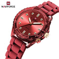 NAVIFORCE 7115 Red Light Watch for Women Sport Casual Quartz Watch with Silicone Band Original Watches Manufacturers