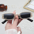 New Bling Y2K Steampunk Sunglasses Vintage Rectangle Diamond Rhinestone Sun Glasses with Gold Metal Frame