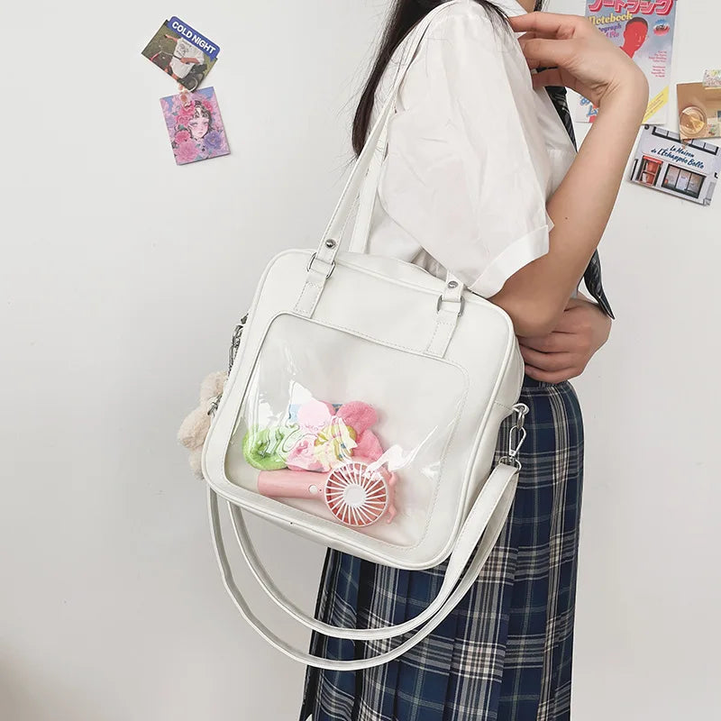 Japanese Version Soft Girl Cute Transparent Korean Version Student Ita Crossbody Bag College Style Girls Ita Bag