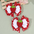 CN 2Pcs Spring Sweet Ribbon Hair Bow Clip Boutique Strawberry Hair Clip for Girls Hair Accessories