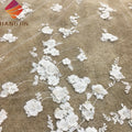 China Wholesale 3D Flower Embroidered Lace Fabric With Pearl Beads French Bridal Lace Fabric for Wedding