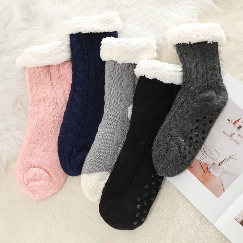 Wholesale Winter Stripes Thick Fuzzy Socks Home Floor Women Slipper Sleep Socks