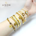 Ason Fashion Jewelry Manufacturer 18K Gold Plated Stainless Steel Designer Variety Charms Bracelet Women for Bracelets Bulk