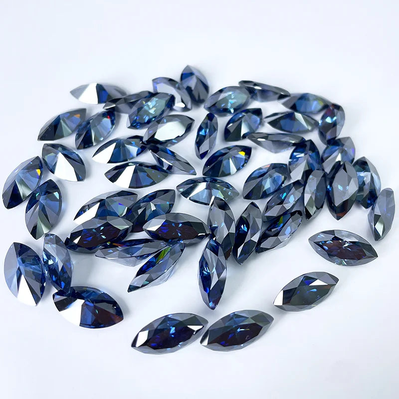 SICGEM Wholesale Blue Marquise Cut Loose Moissanite 5mm X 10mm 1 Carat for Ring Jewelry Center Stone