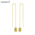 LOUTEEMI Topaz Crystal Earring Fashion Long Wire Women Formal Instance Gold Plated Earrings Party Wholesale
