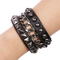 Wholesale Punk Chain Studs PU Leather Wrap Bangle Bracelets
