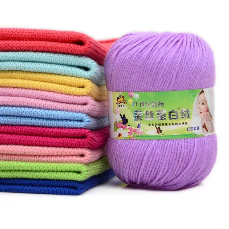 74 Colors 6ply 50g Soft Worsted Eco-Friendly Dyed Cotton Blended Baby Yarn for Hand Knitting