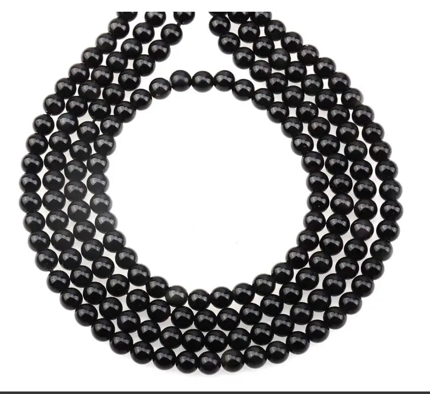 Black Obsidian Gemstone Round Loose Beads Natural Stone Beads for Jewelry Making 4MM 6MM 8MM 10MM 12MM (8MM)