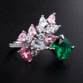 Luxury Designer Rings S925 Silver Cz Stone pink Green Raw Rough Diamonds Engagement Ring for Women 5a Zircon 18k Plated Gold