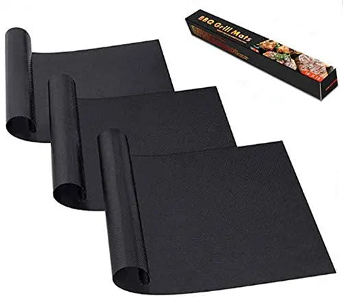 PTFE Silicone Double Sided Non-Stick BBQ Grill Mat 0.20mm Thick 40x33cm Eco-Friendly Dishwasher Safe for Outdoor Barbecue