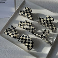 Wholesale square Half Round Medium Plastic Hair Clamp Checker Check Acrylic Hair Claws Checkered Claw Clip