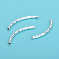 Sterling Silver Sleek Bamboo Curved Noodle Tube Connector Loose Beads for Jewelry