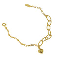 2021 New Paper Clip Chain Heart Bracelet 925 Sterling Silver Chain Bracelet 18k Gold Heart Charm Bracelet Women