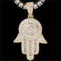 Pass Diamond Tester Wholesale Ice Out VVS Moissanite 925 Silver 1.5Inch Hamsa Hand Pendant Islam Hip Hop Men Necklace