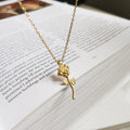 VIANRLA Gold Rose Necklace 925 Sterling Silver Minimalist Rose Flower Pendant Necklace