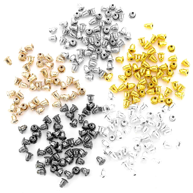 200pcs 6*5mm Metal Classic Bullet Earring Backs Plug Ear Studs Back Stopper DIY Earring Backs Stoppers Accessories Supplies V140