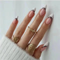 Wholesale Temooi Simple Almond Design ABS False Nails French Style Press on Nails with Nail Glue 24Pcs for Finger Toe Decoration