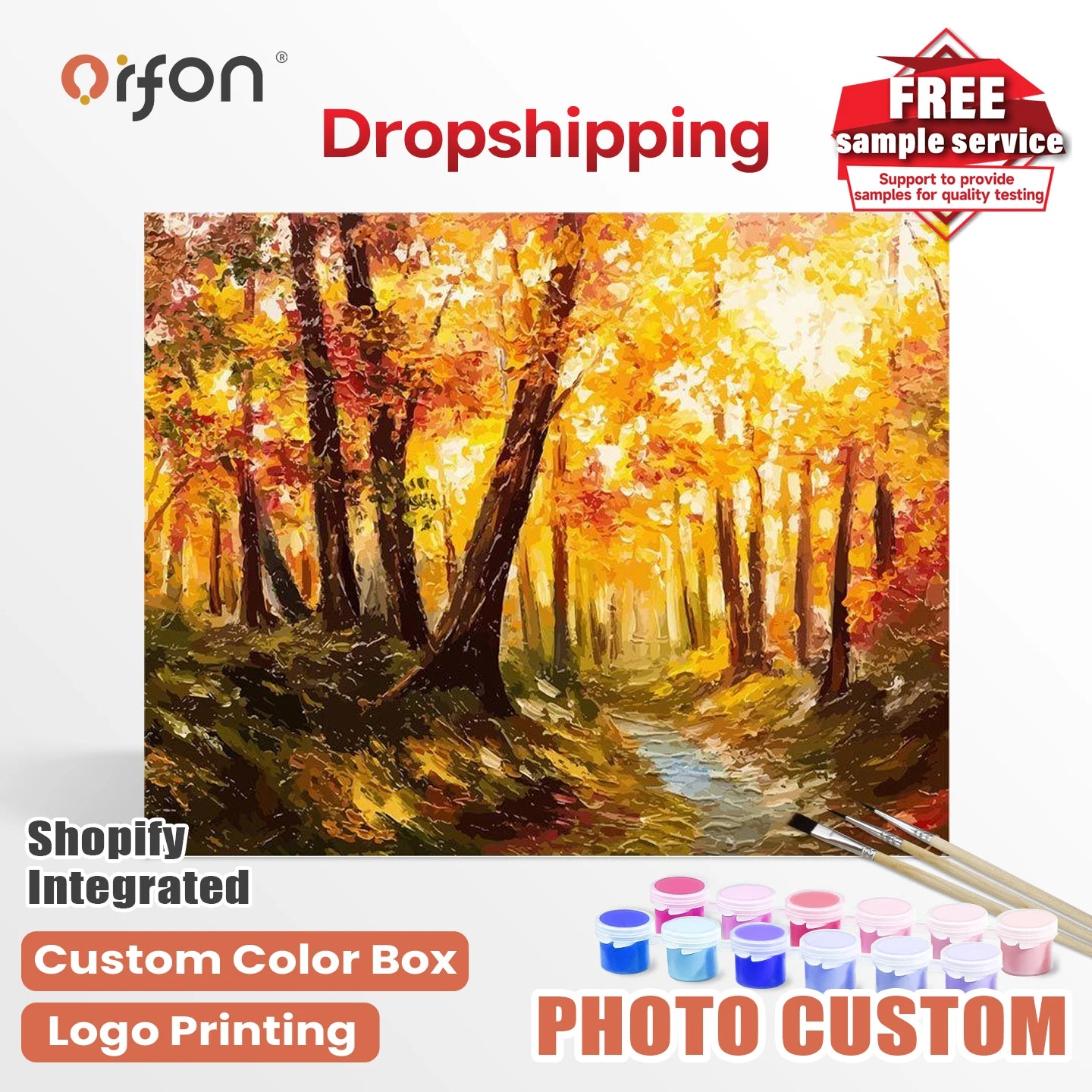 Orfon Factory Direct Drop Shipping Landscape Paint by Numbers Kit - Golden Autumn Forest Path Art for Home Decor DIY Craft