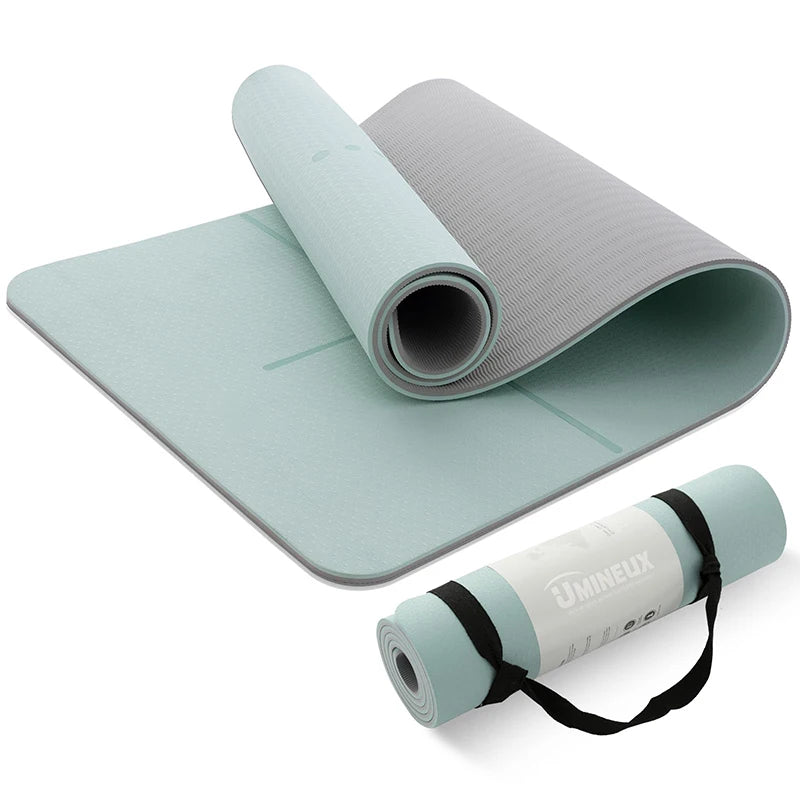 KELIDA TPE Yoga Mat Custom Print Odorless Lightweight Extra Large Size Eco Friendly Non Slip Waterproof Folding Carrying Strap