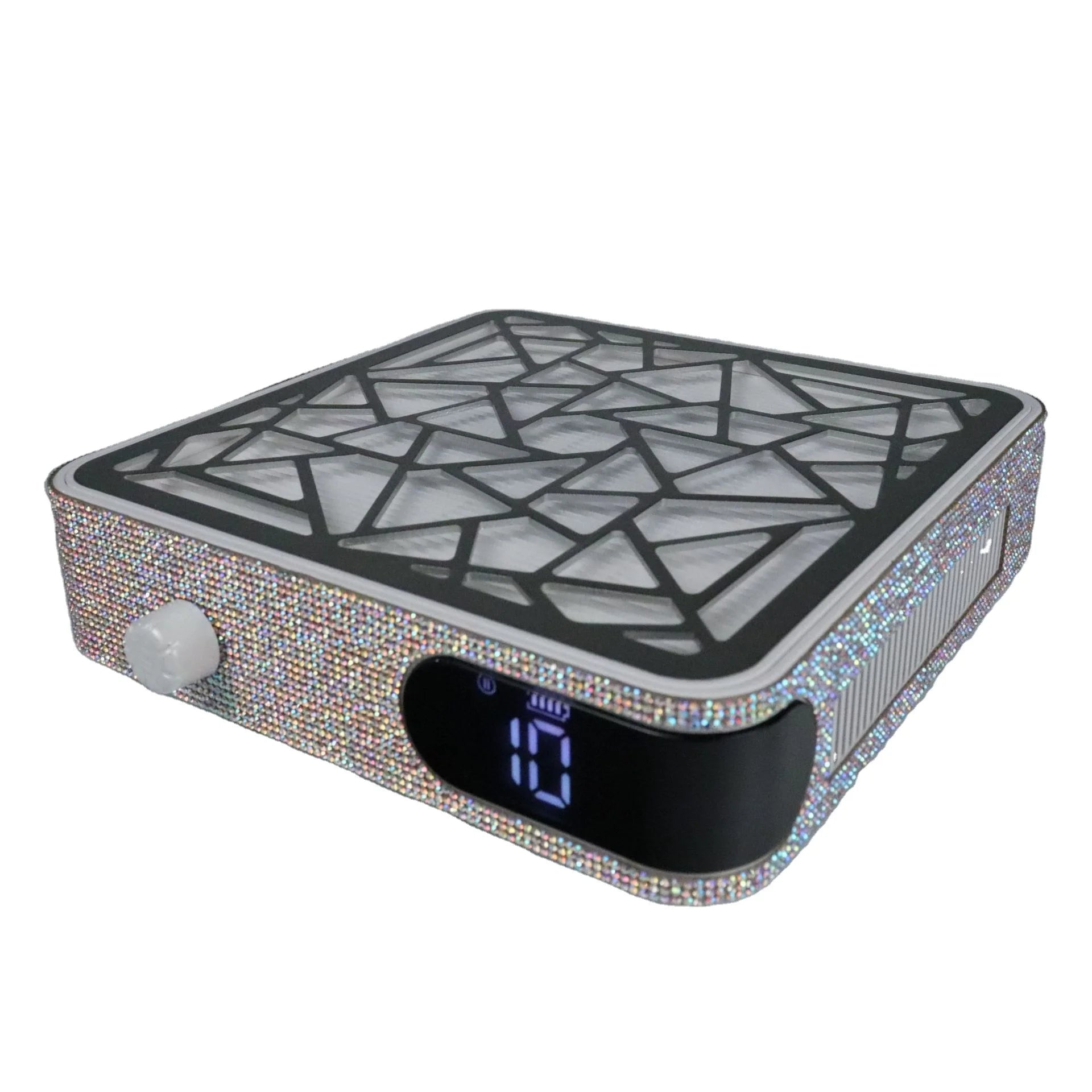 Strong Suction Low Noise Square Solid Plastic Nail Art Vacuum Cleaner 3500RPM Table Rechargeable Nail Dust Collector Rhinestones