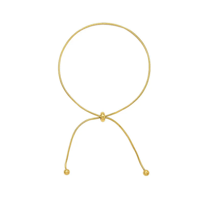 Summer Beach 18K Gold Stainless Steel Adjustable Size Round Snake  Ball  Buckle Adjustable  Bracelet Anklet