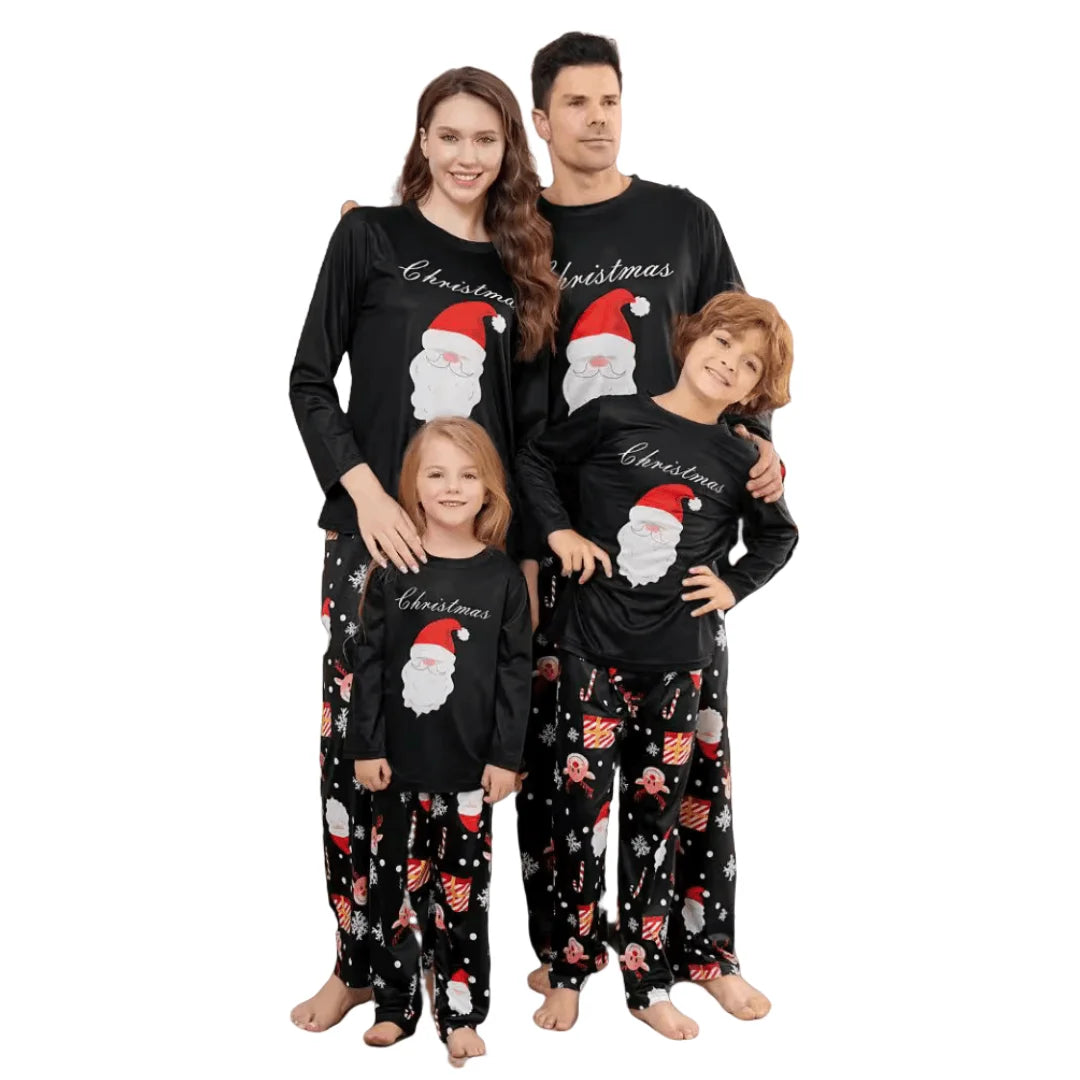 Hot-Selling New Style Family Matching Long Sleeve Round Collar Ankle Length Sleepwear Classic Christmas Print Pajamas Sets