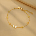 Minimalist Tarnish Free 18k Gold Plated Stainless Steel Bracelet Fashion White Zircon Bow Beaded Charm Bracelet for Women Girls