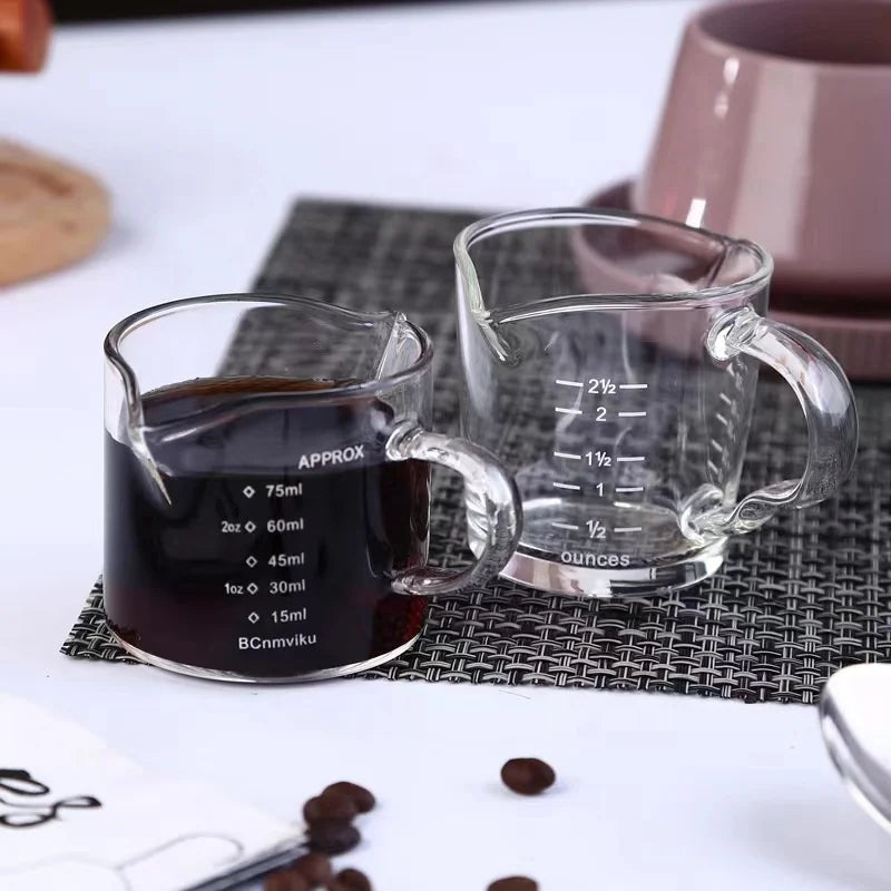 Double Mouth Coffee Milk Cup Glass Coffee Cup Milk Italian Glass Coffee Measuring Cup