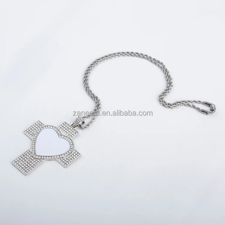 Custom Blank Sublimation Cross Pendant Photo Necklace