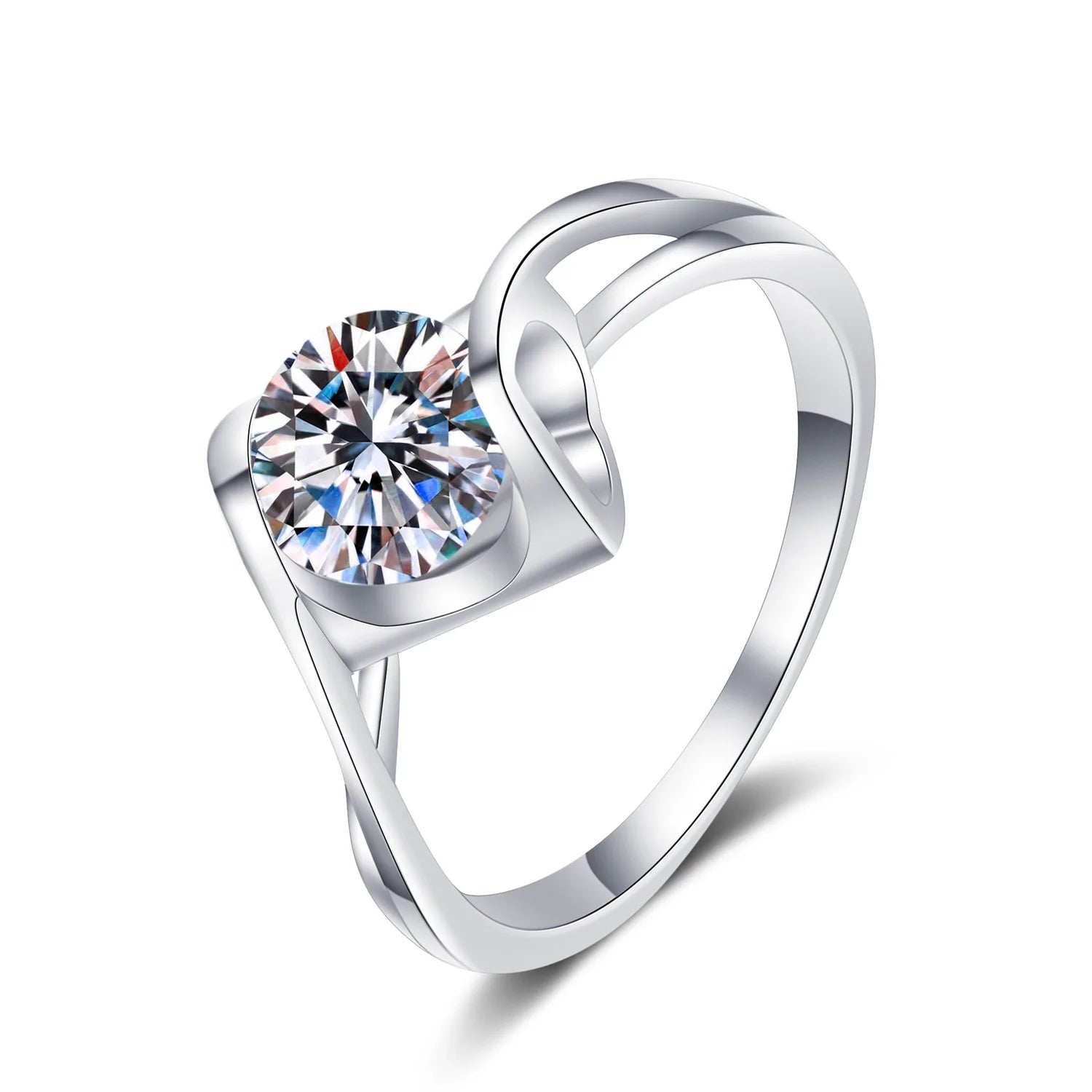 Eternal Heart D Color 0.5/1ct Moissanite Diamond Ring S925 Wedding Engagement Ring Fine Jewelry for Women