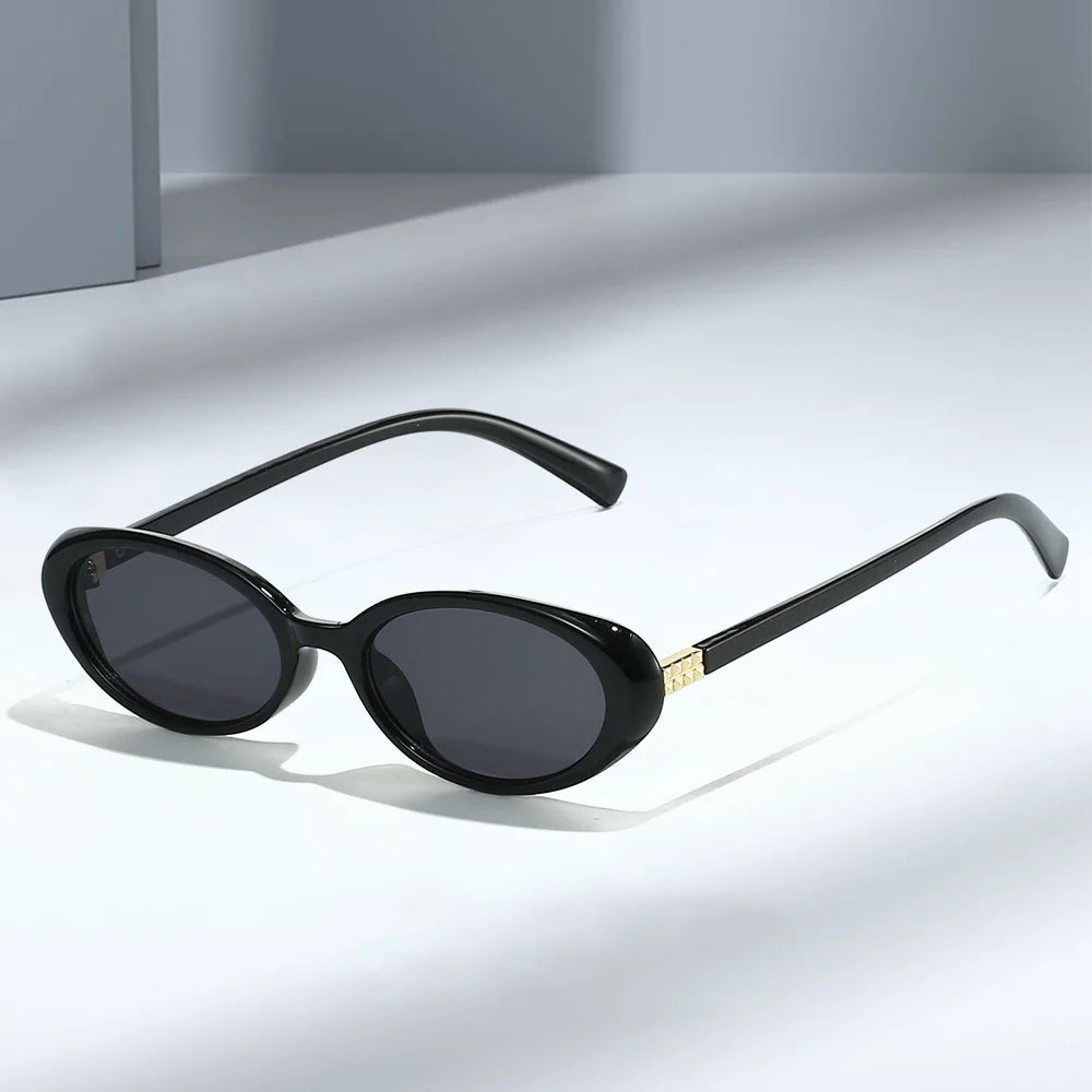 Trendy Style Candy Color Small Oval PC Frame Glasses Concave Shape Multi Color Lens Leopard UV Protection Sunglasses