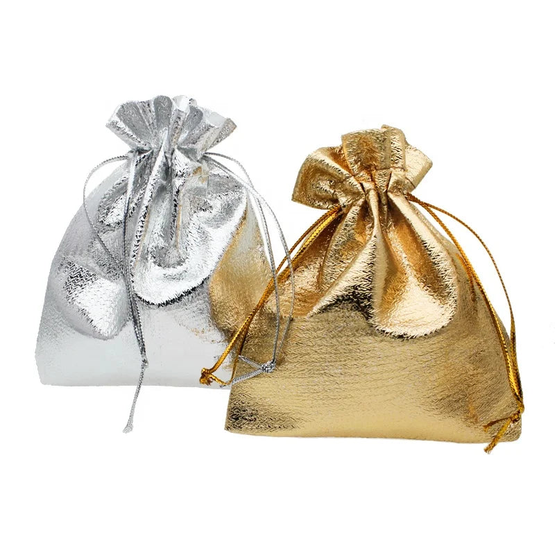 Gift Bag 9x12cm Drawstring Pouches Jewelry Display Slide Charms Letters Pendant Glass Locket Chain Ring Packing Bags As Gift