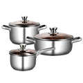 Thickened Pots 3-Piece Set Korean Eco-Friendly Household Kitchen Milk Pot Soup Frying Pan Combination Stainless Steel Cookware