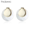 CZCITY 2024 925 Trendy Gold Design Big Earing Round Korean Fashion Jewelry Stud Sea Pearl Shell Earring 2025