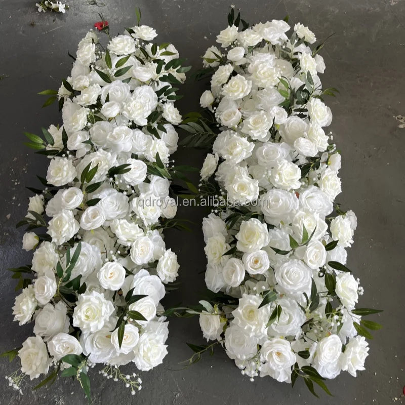 Modern White Silk Flower Aisle Table Runner for Wedding Venue Hall Decor Graduation Valentine's & Mother's Day Celebrations