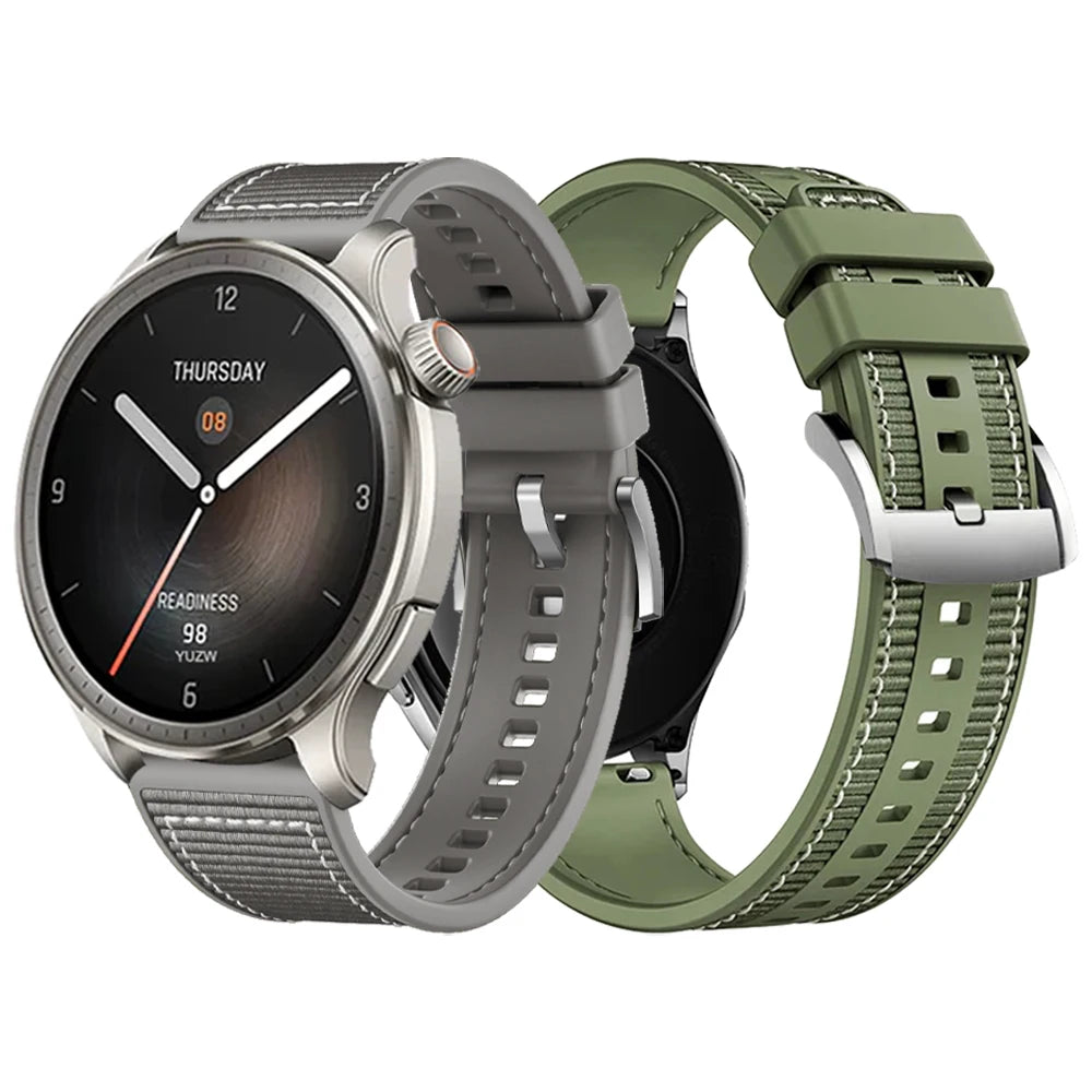 Orginal 22mm Silicone Nylon Strap Mix Colors Watch Band for huawei GT4 GT5 GT6 Pro