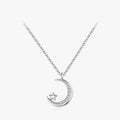 Ailmay Fashion 925 Sterling Silver Moonlight Little Star CZ Pendant Necklace for Women Girls Party Accessories Jewelry