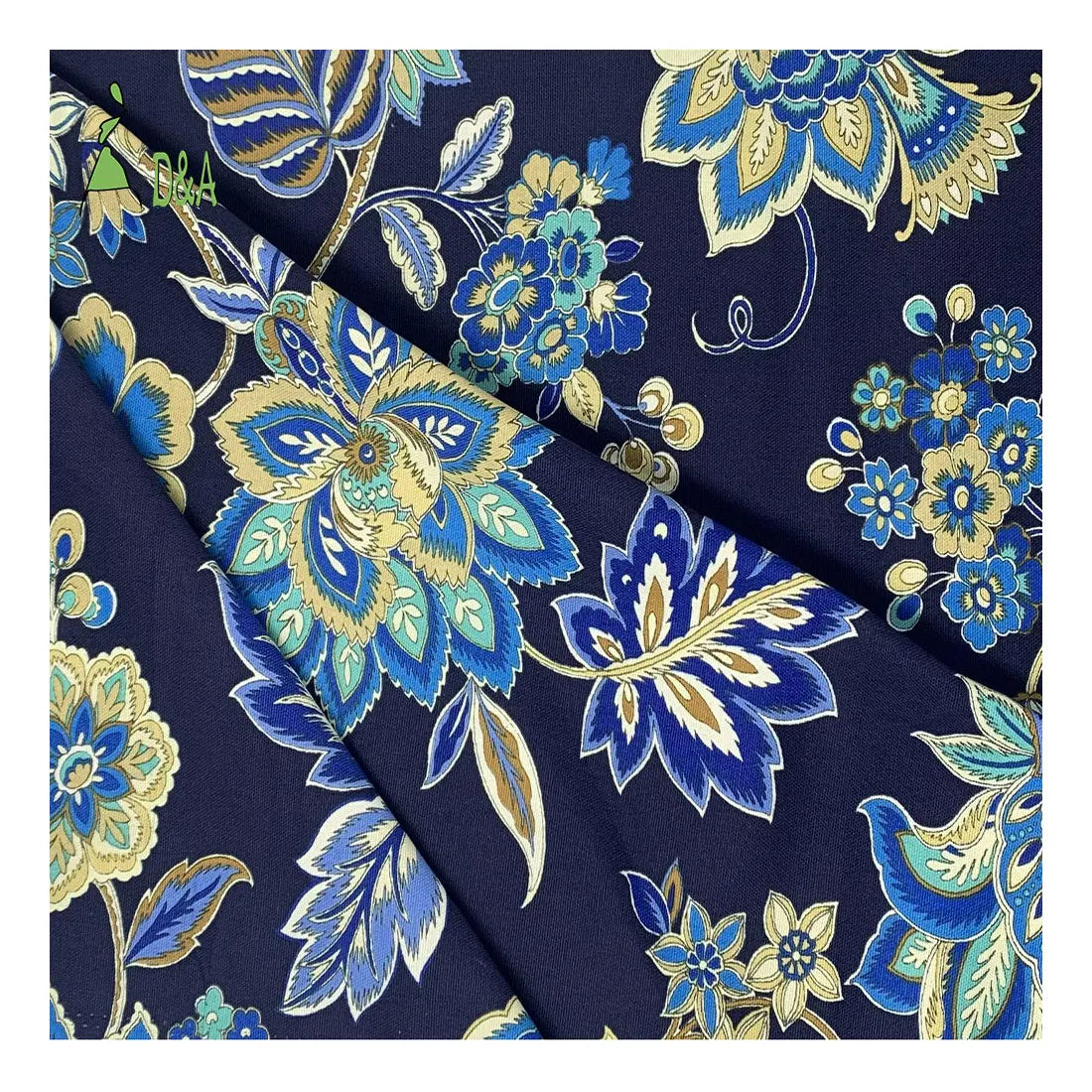 Wholesale 100% Cotton Fabric Custom Blue Floral Printed for Garments Crafts Shirts Accessories Toys for Boys and Girls