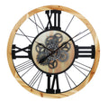 INFINITY TIME 27inch 68cm Carbon Grey Industrial Wooden Clock Wall Moving Gears Wooden Wall Clock for Farmhouse Home Decor