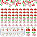 36pcs/box 3D Cherry Nail Charms Red Pink Shiny Nail Gem Kawaii Metal Nail Rhinestones 12grids Alloy Cherry Manicure Accessories